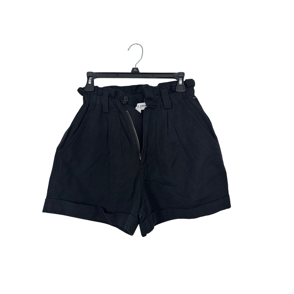 Apiece Apart Black Linen Organic Cotton Paperbag High Waist Shorts‎ XS